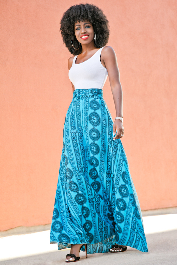 Style Pantry | White Tank   Belted Flowy Maxi Skirt