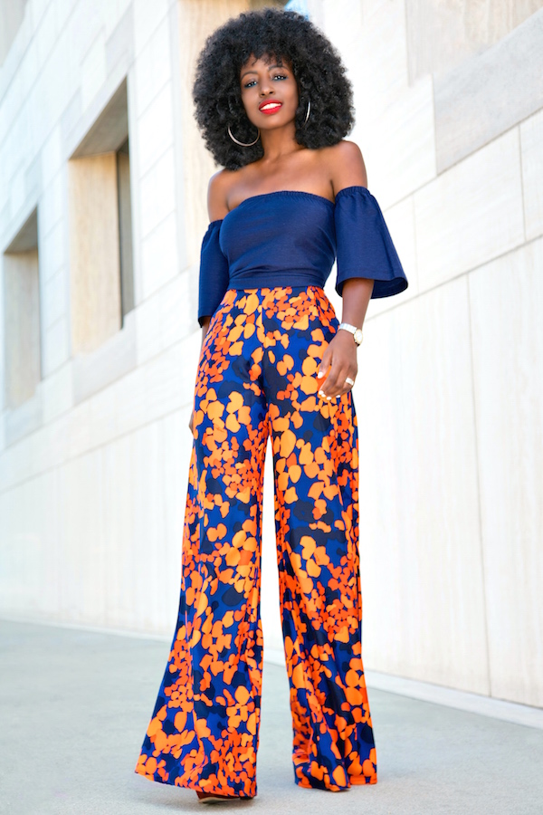 Style Pantry | Short Off-the-shoulder Top   Floral Print Wide Leg ...