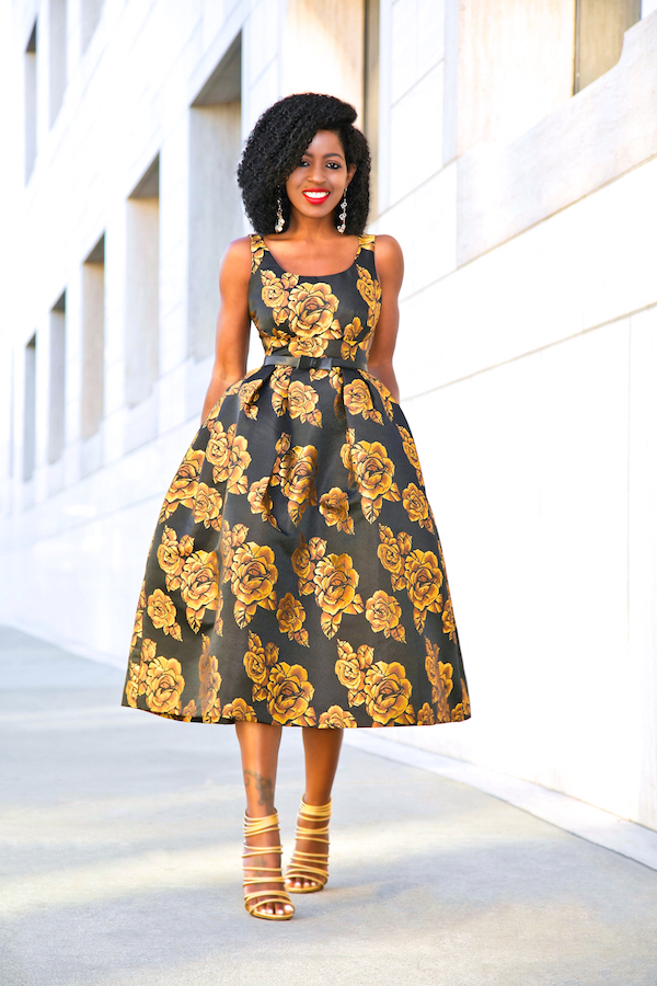 Style Pantry Nye Golden Rose Midi Dress