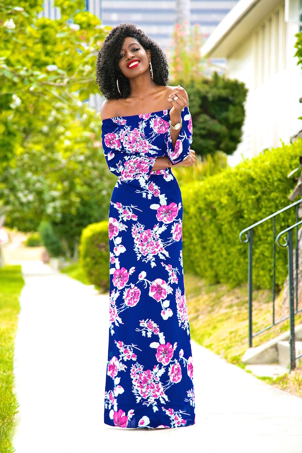 Style Pantry Floral Off Shoulder Maxi Dress 9120