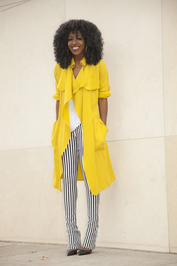 Trench Coat + Tank + Stripped Pants – StylePantry