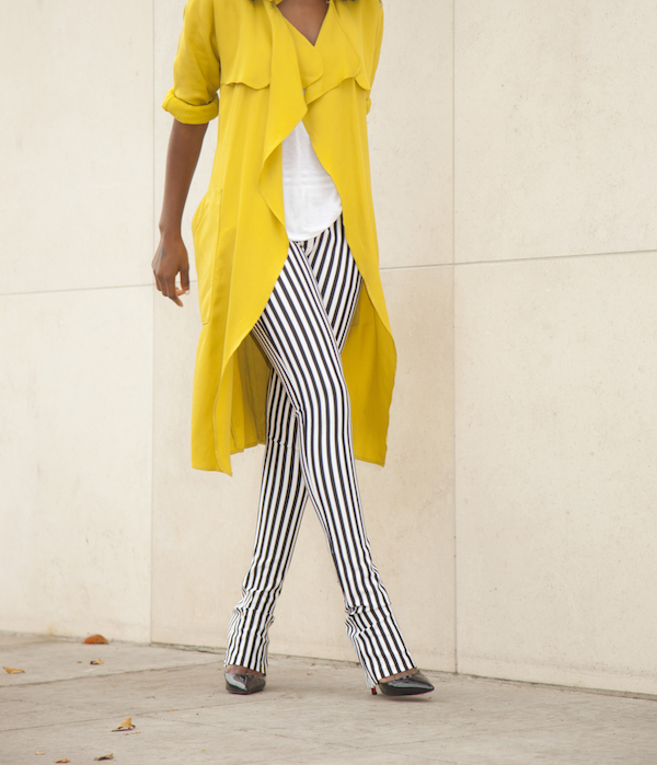 Trench Coat + Tank + Stripped Pants – StylePantry