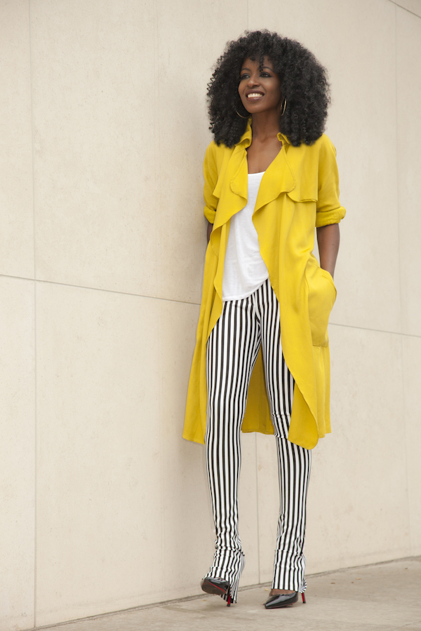 Trench Coat + Tank + Stripped Pants – StylePantry