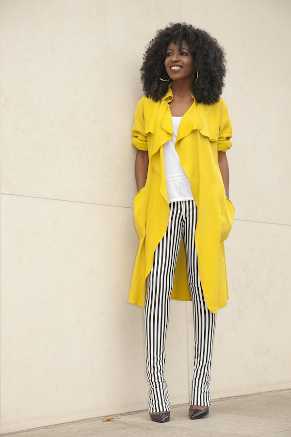 Trench Coat + Tank + Stripped Pants – StylePantry