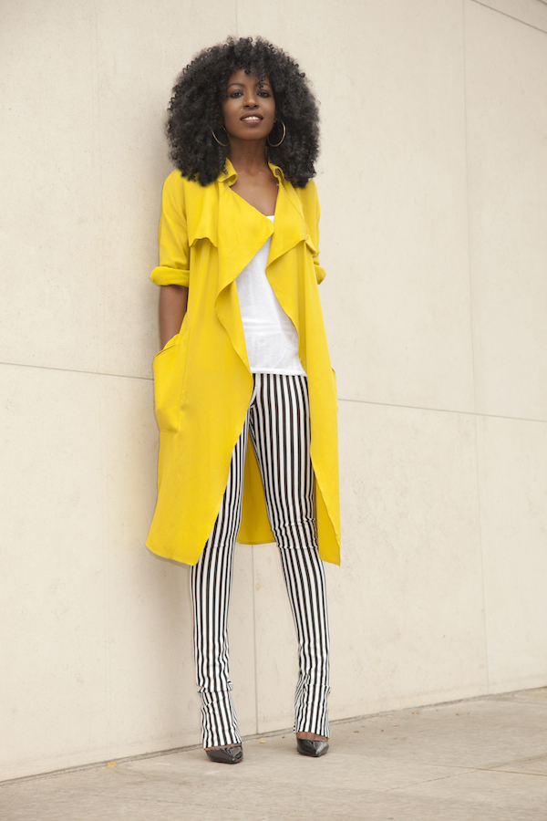 Trench Coat + Tank + Stripped Pants – StylePantry