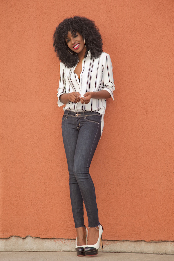 Striped Shirt + Dark Rinse Jeans | Style Pantry | Bloglovin’