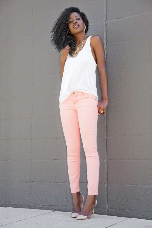 Neon Cardi + Tank Top + Pastel Stiletto Jeans – StylePantry