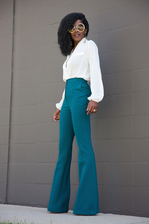 Long Sleeve Faux Wrap Blouse + Wide Leg Trousers – StylePantry