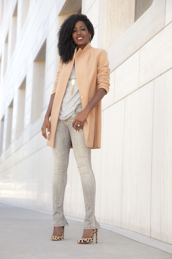 Blazer Coat + Cowl Neck Top + Zippered Jeans – StylePantry