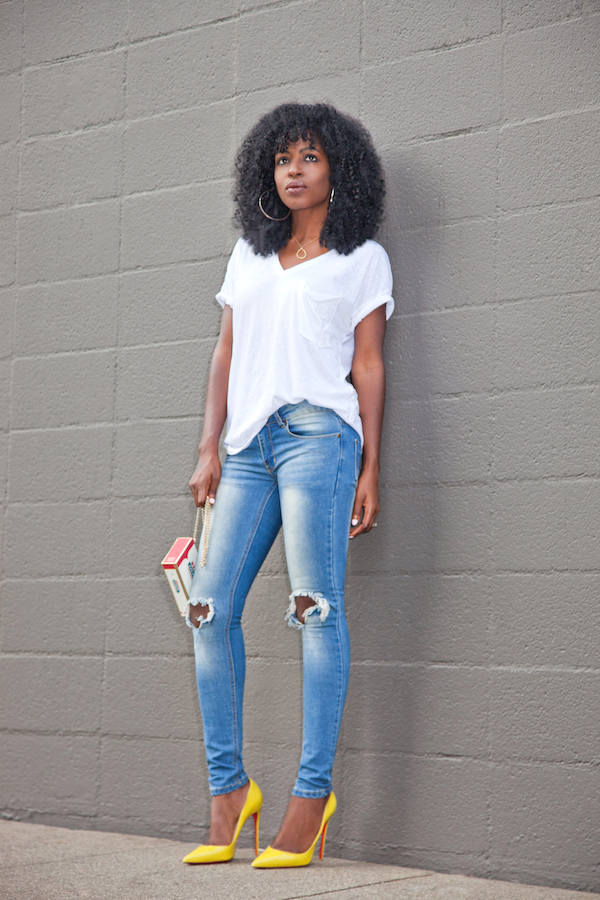 Style Pantry | V-Neck Tee + Ripped Skinny Jeans