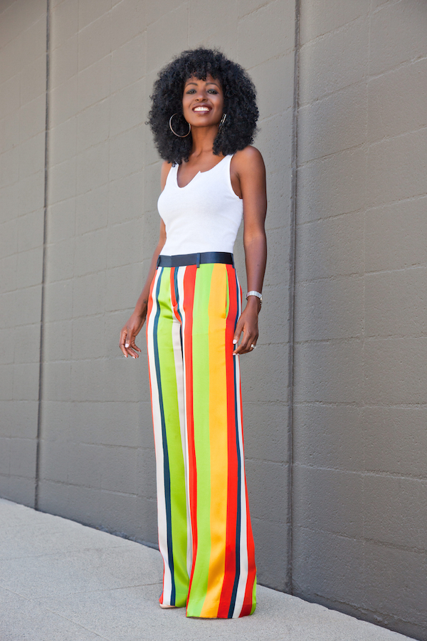 Recycled Trimmed Tank + Striped Silk Pants – StylePantry
