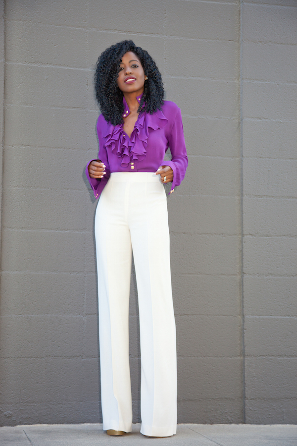 Style Pantry | Ruffle Trimmed Blouse + Wide Leg Pants