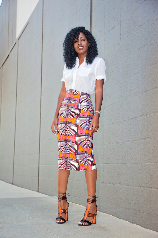 Safari Style Shirt + Printed Pencil Skirt – StylePantry