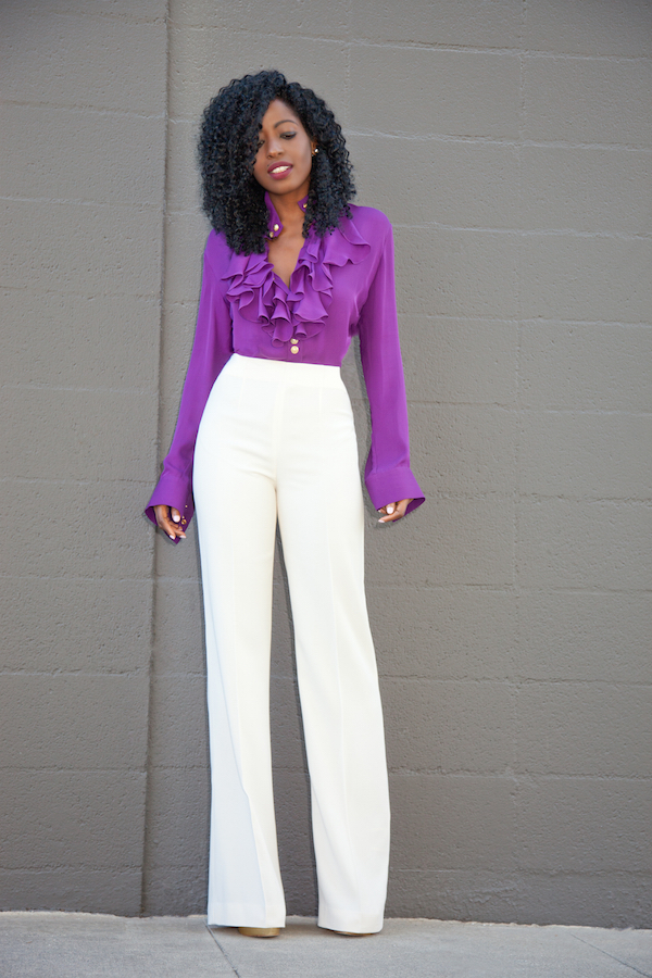 Ruffle Trimmed Blouse + Wide Leg Pants – StylePantry