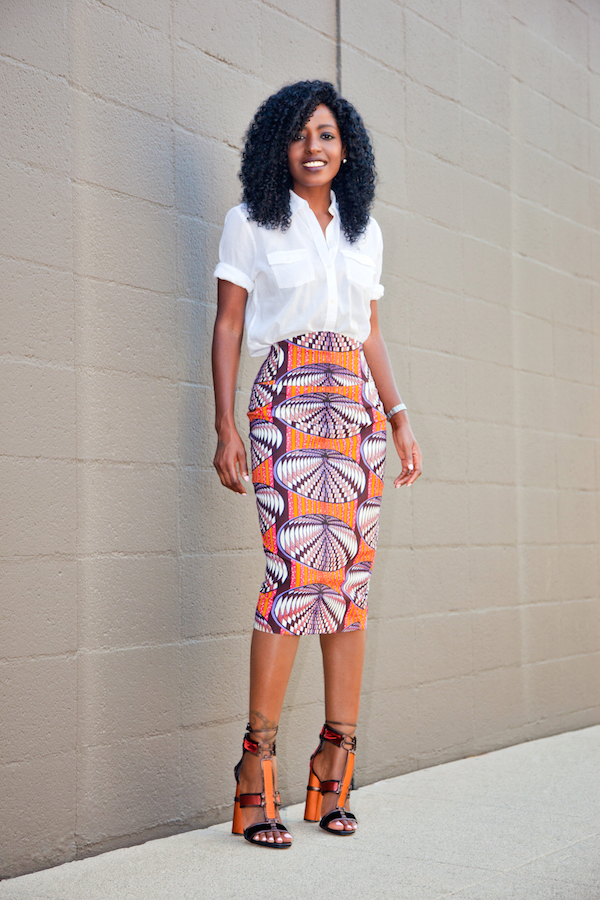 Safari Style Shirt + Printed Pencil Skirt – StylePantry