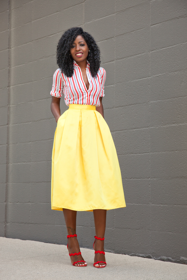 Style Pantry | yellow midi skirt