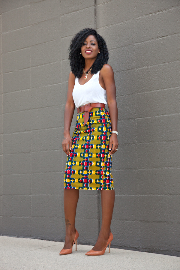 Tank Top + Ankara Print Pencil Skirt – StylePantry