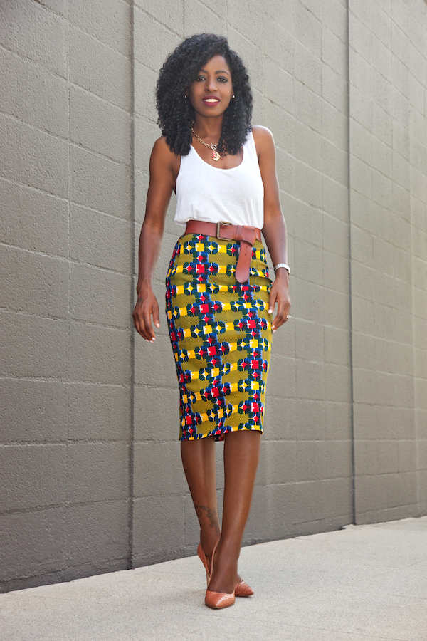 Tank Top + Ankara Print Pencil Skirt – StylePantry