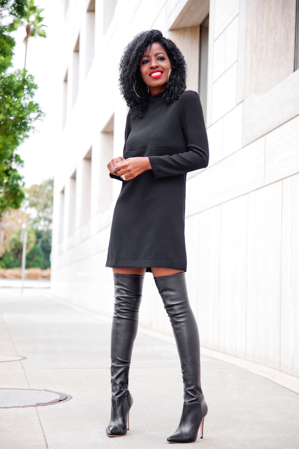 Style Pantry | Little Black Dress + Over The Knee Boots