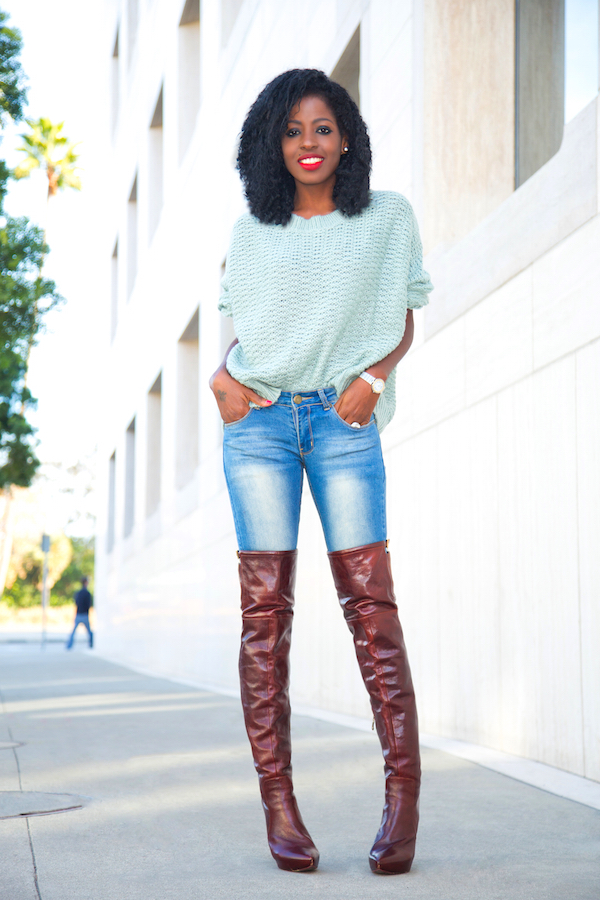 Style Pantry | Chunky Knit + Vintage Wash Jeans + OTK Boots