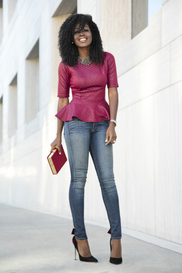 Style Pantry | Quilted Peplum Blouse + Skinny Jeans