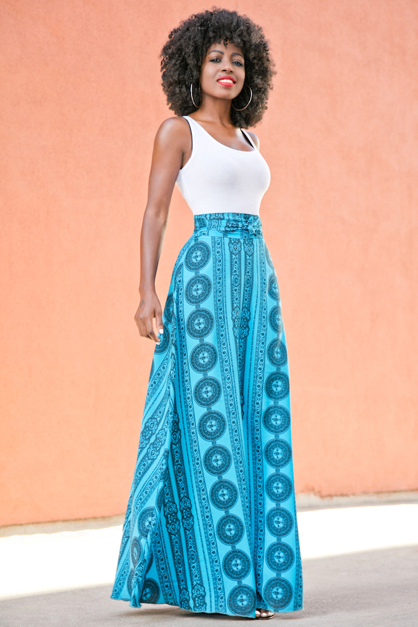 Style Pantry | White Tank + Belted Flowy Maxi Skirt