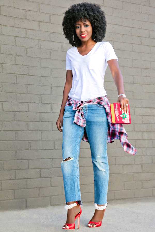 White V-Neck Tee + Distressed Vintage Levi’s | Style Pantry | Bloglovin’