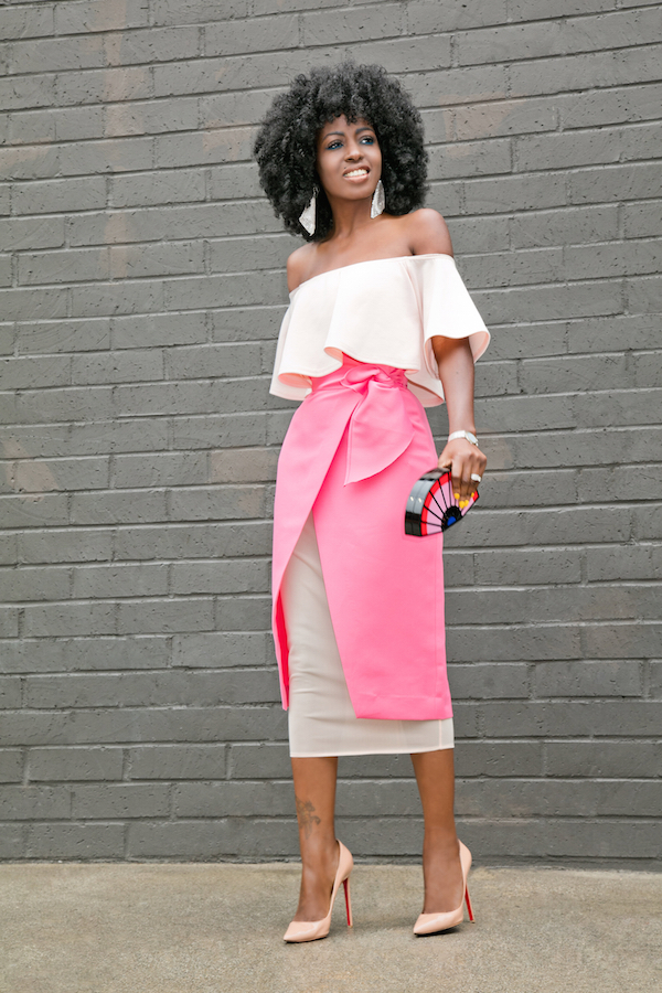 Off Shoulder Blouse + Tie Waist Midi Skirt – StylePantry