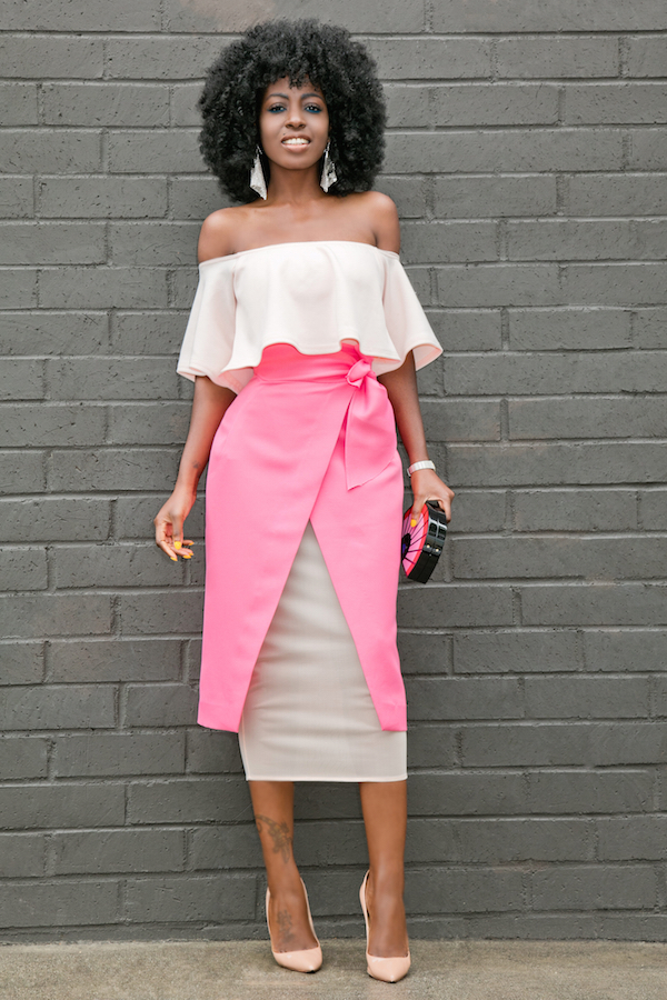 Off Shoulder Blouse + Tie Waist Midi Skirt | Style Pantry | Bloglovin’
