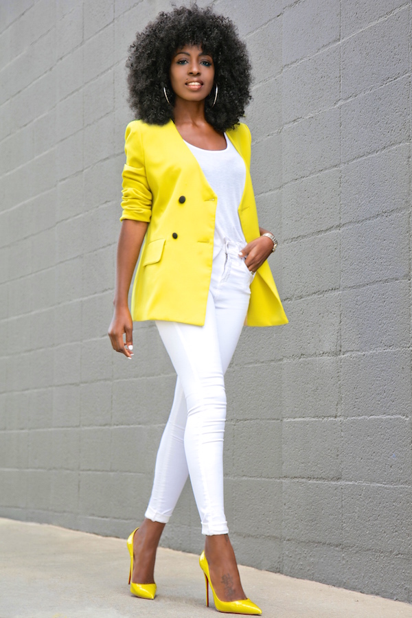 Style Pantry | Vintage Yellow Blazer + White Tank + White Jeans