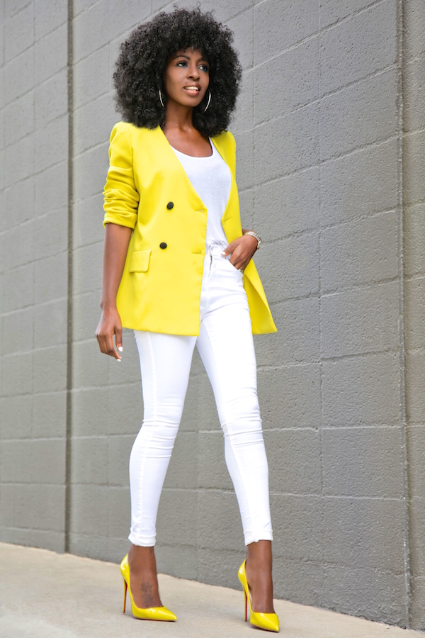 Style Pantry | Vintage Yellow Blazer + White Tank + White Jeans