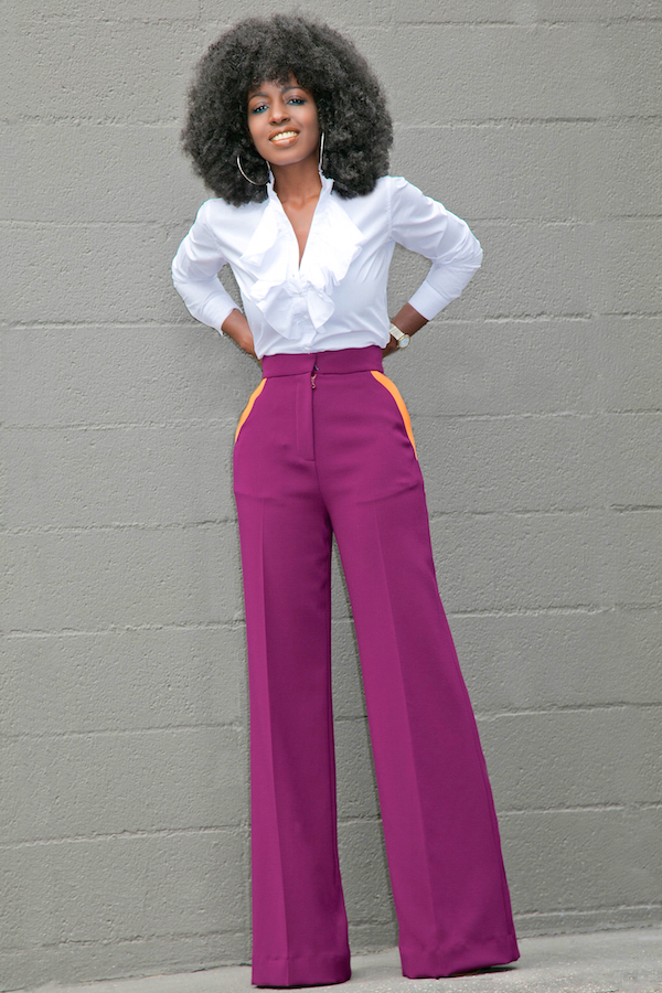 Ruffled Button Down + Contrast Pockets Wide Leg Pants – StylePantry