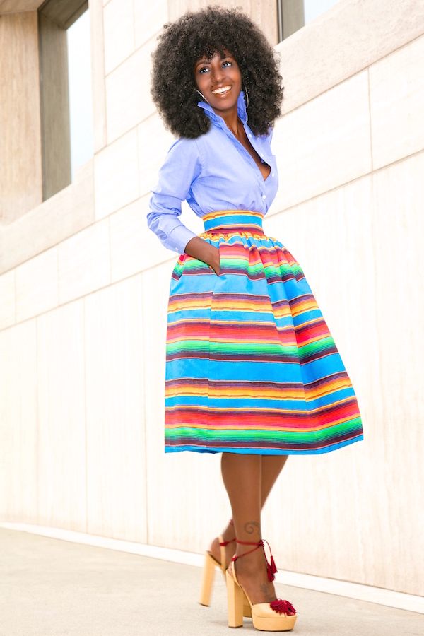 Oxford Boy Shirt + Color Striped Full Skirt – StylePantry