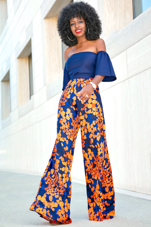 Short Off-the-shoulder Top + Floral Print Wide Leg Pants – StylePantry