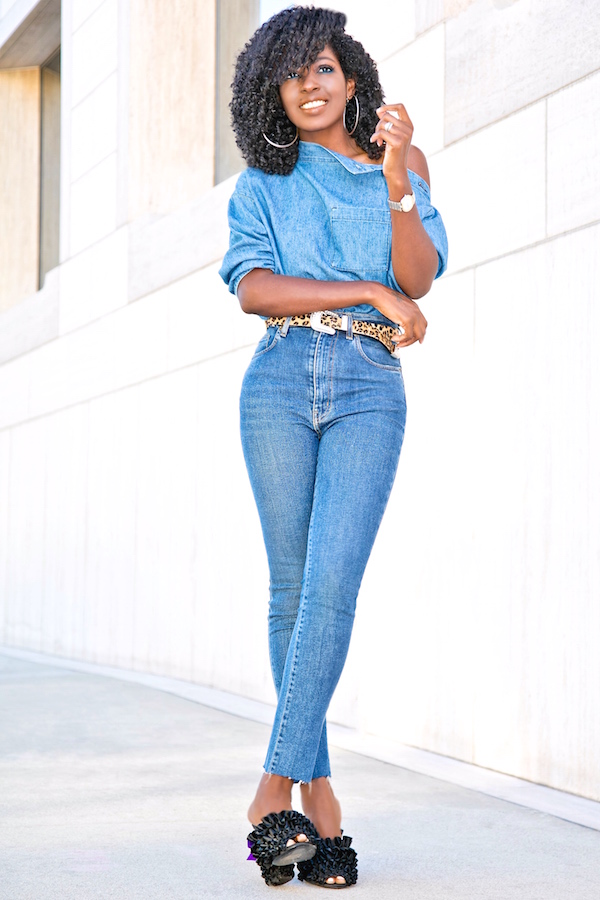 Style Pantry | Off Shoulder Denim Blouse + High Waist Jeans