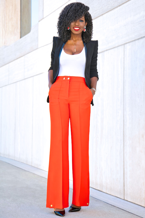 Fitted Blazer + Tank Bodysuit + Belted High Waist Pants – StylePantry