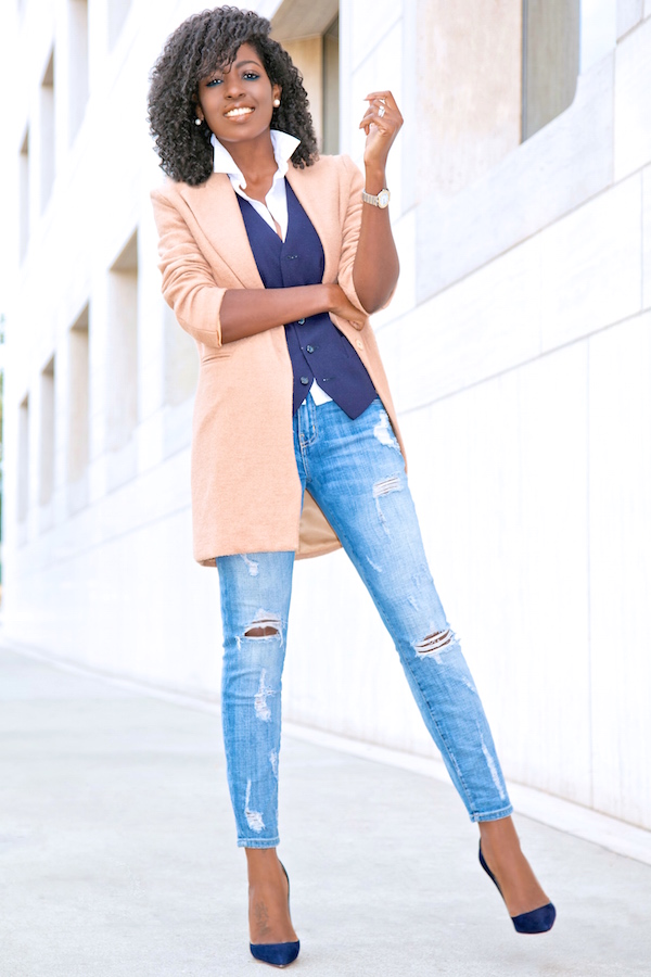 Style Pantry | Cocoon Coat + Waist Coat + Stiletto Jeans