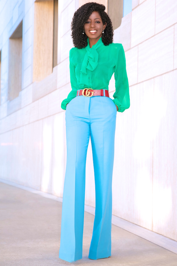 Tie Front Blouse + High Waist Wide Leg Trousers | Style Pantry | Bloglovin’