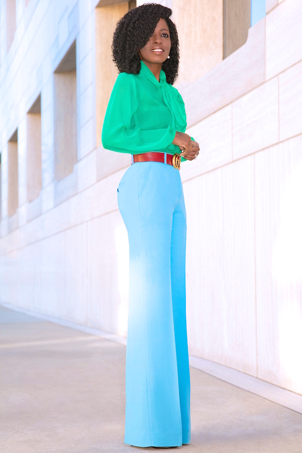 Style Pantry | Tie Front Blouse + High Waist Wide Leg Trousers