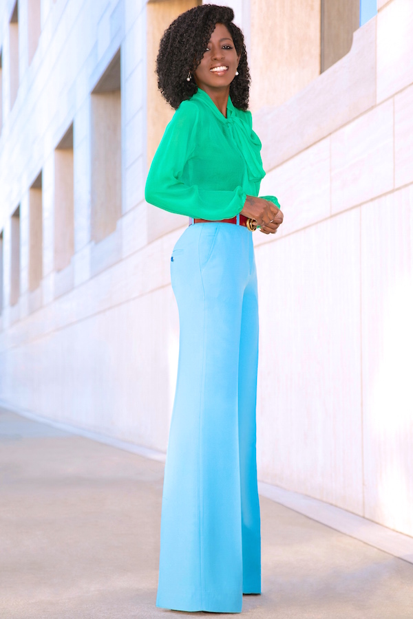 Style Pantry | Tie Front Blouse + High Waist Wide Leg Trousers