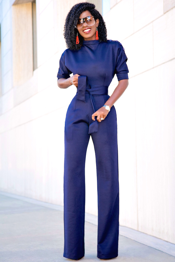 Style Pantry | Buttoned Dolman Sleeve Textured Jumpsuit