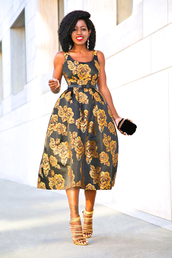 NYE: Golden Rose Midi Dress – StylePantry