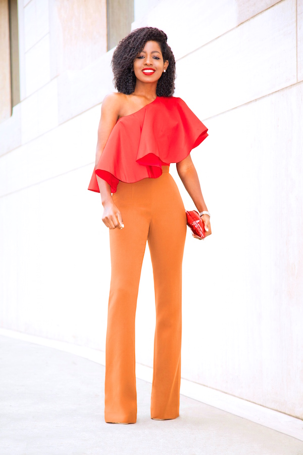 One Shoulder Silk Top x High Waisted Pants – StylePantry