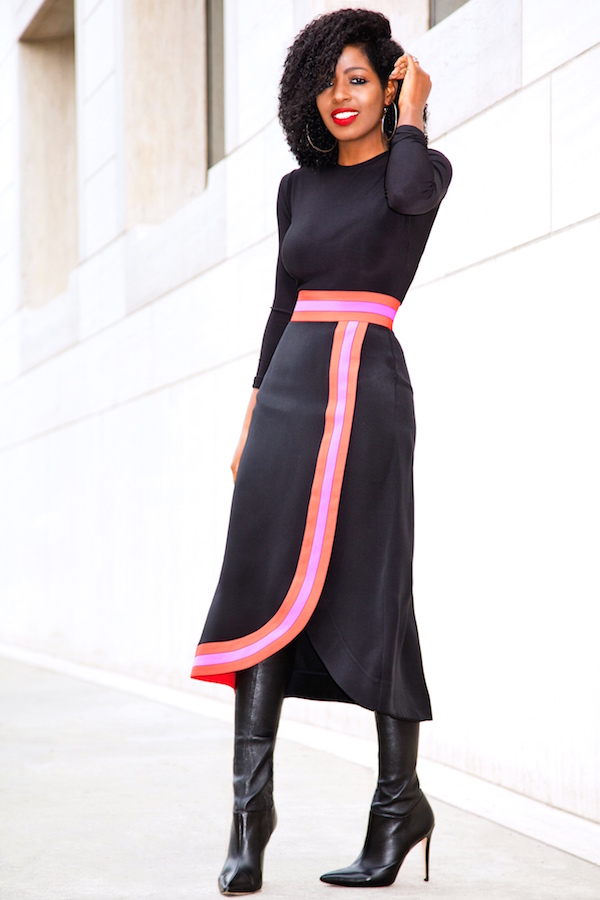 Bodysuit + Contrast Wave Midi Skirt – StylePantry