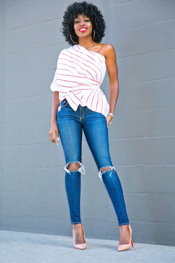 Style Pantry | Deconstructed Button Down Shirt + Ripped Skinny Jeans