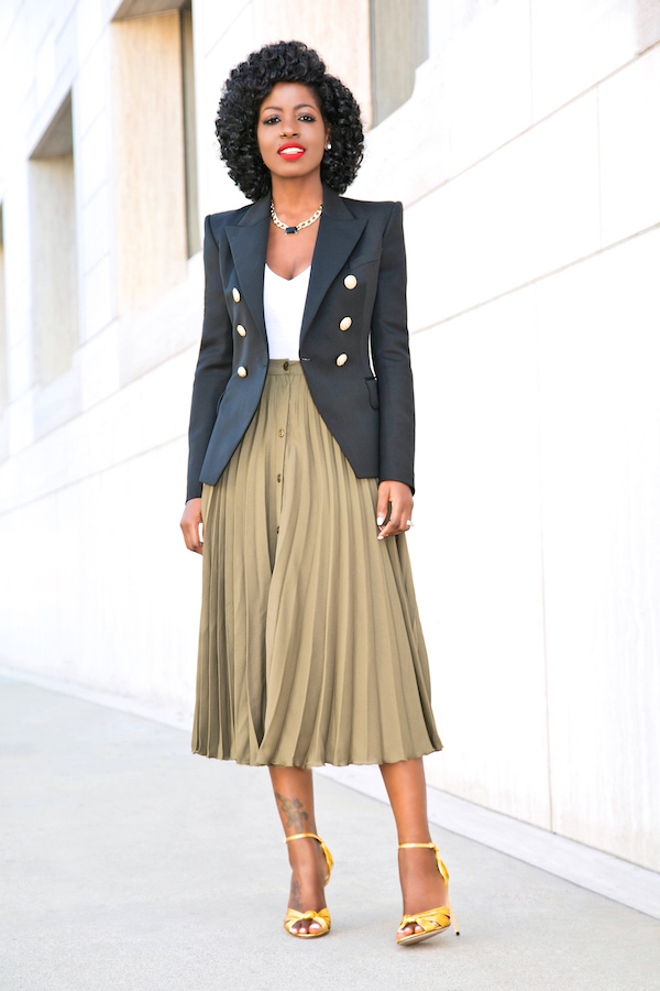 Midi skirt blazer outlet outfit