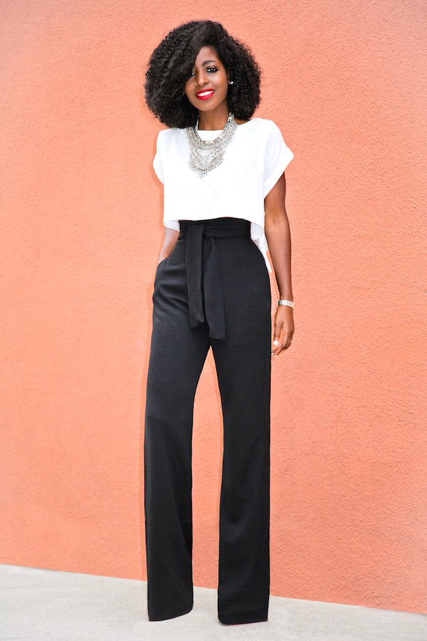 Style Pantry | Boxy Crop Top + Belted High Waist Pants