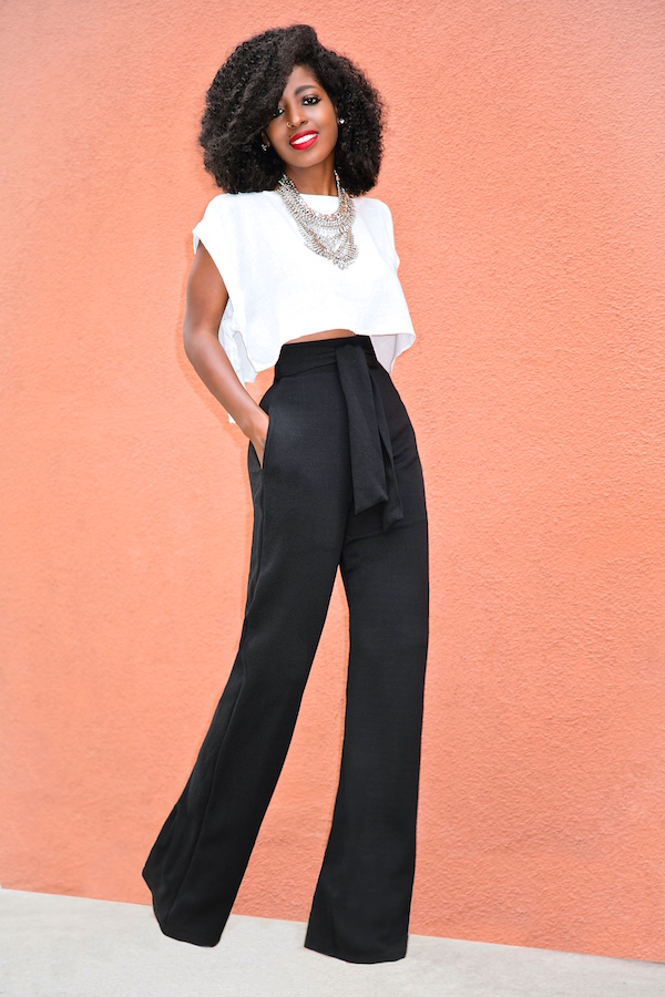 Style Pantry | Boxy Crop Top + Belted High Waist Pants