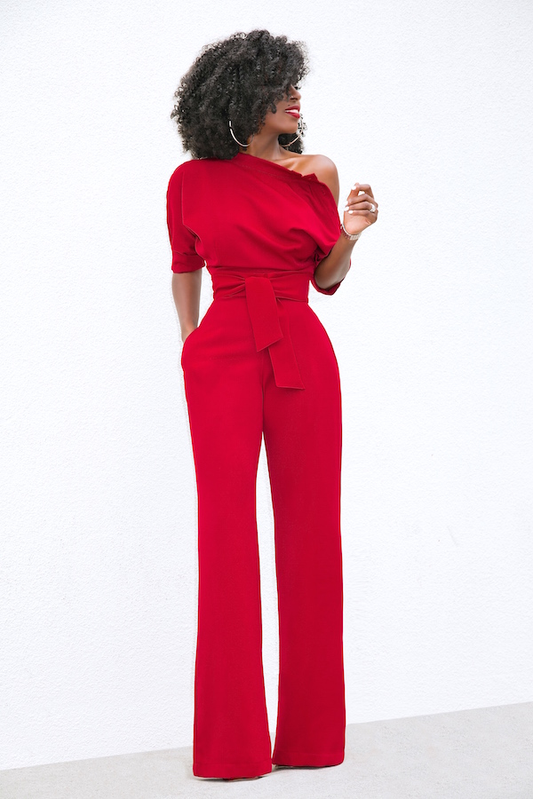 Style Pantry | Buttoned Shoulder Dolman Sleeve Jumpsuit