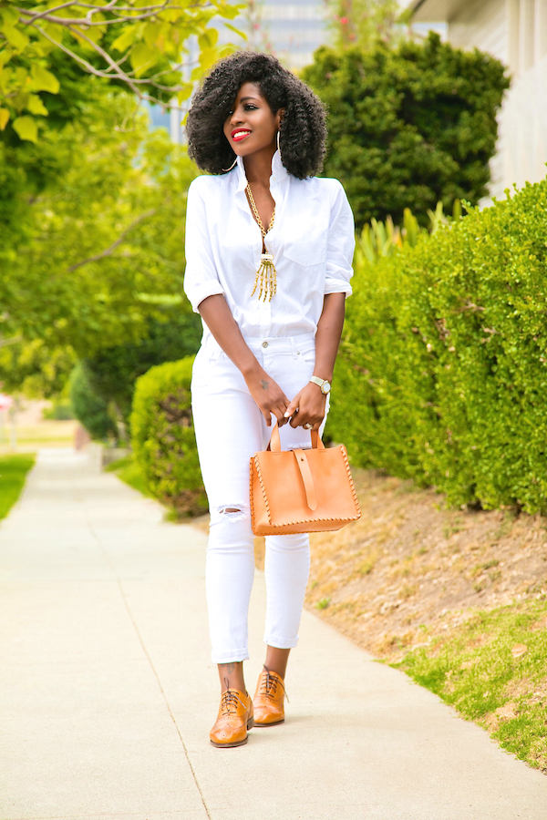 Style Pantry | Boyfriend Shirt + Ripped Ankle Length Jeans